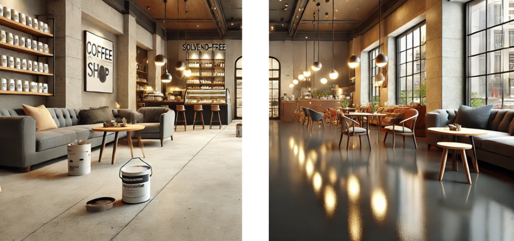 Coffee shop polyurea coating floor