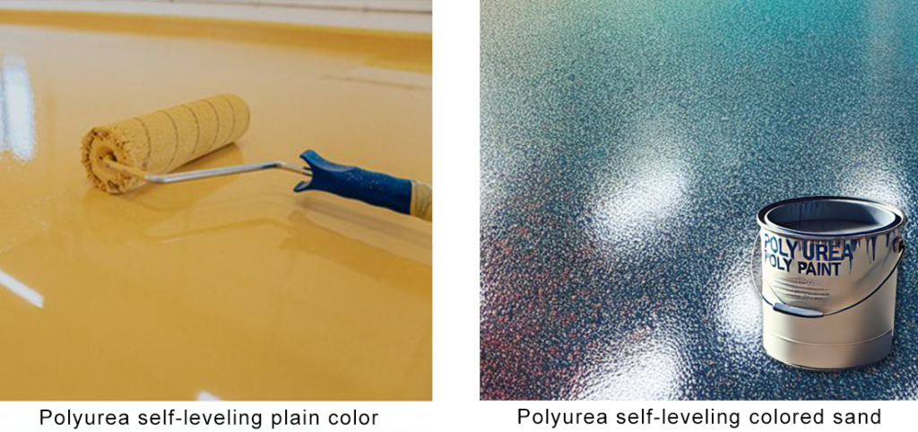 Polyurea self-leveling colored sand