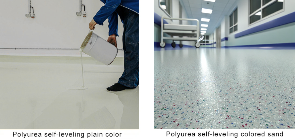 Polyurea self-leveling colored sand