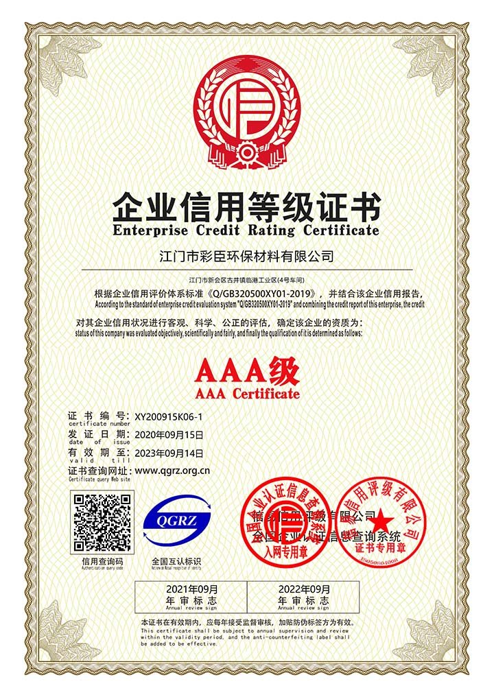 Enterprise Credit Rating Certificate