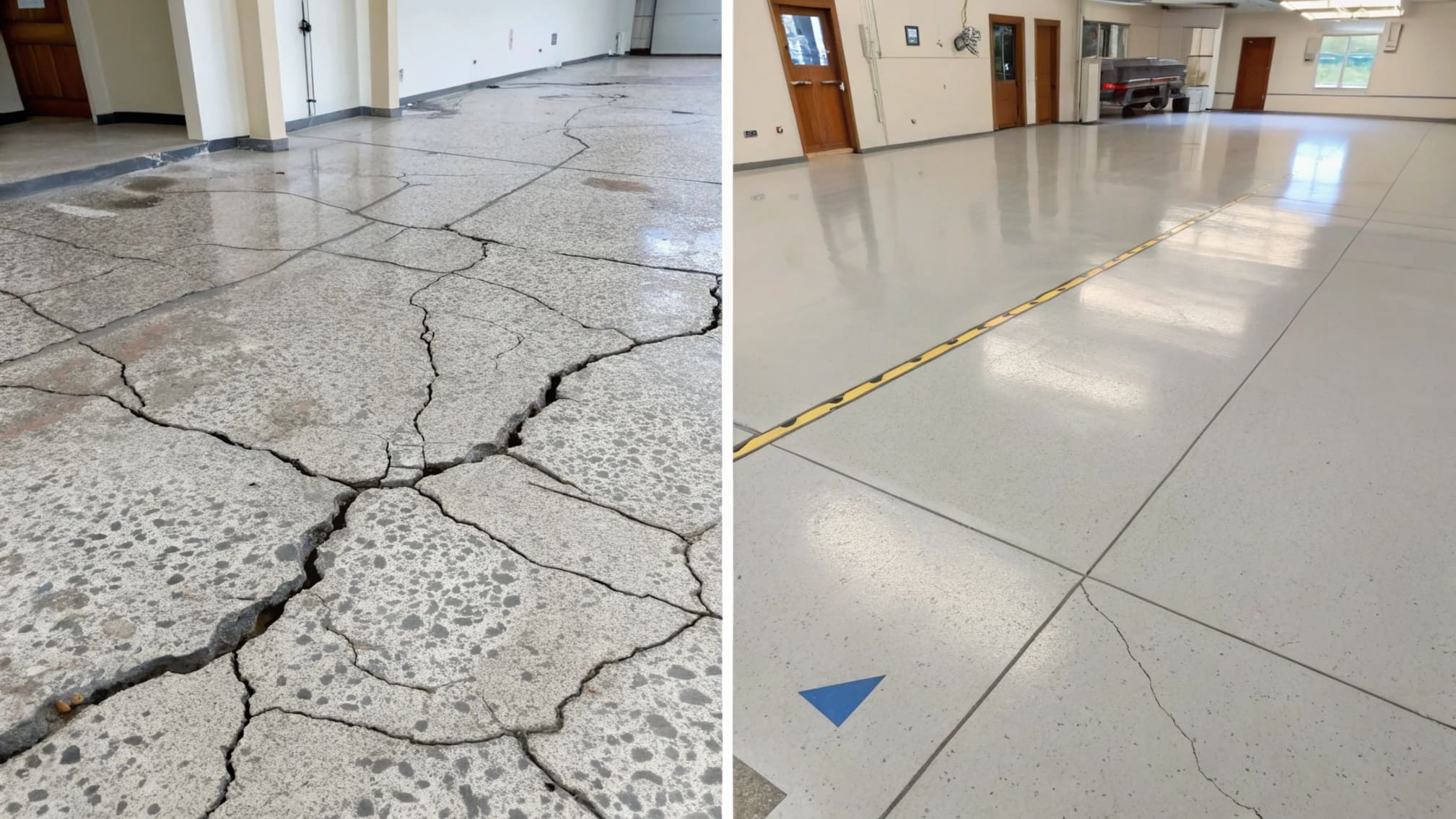 Heavy object dropped on polyaspartic vs epoxy surface showing different impact resistance