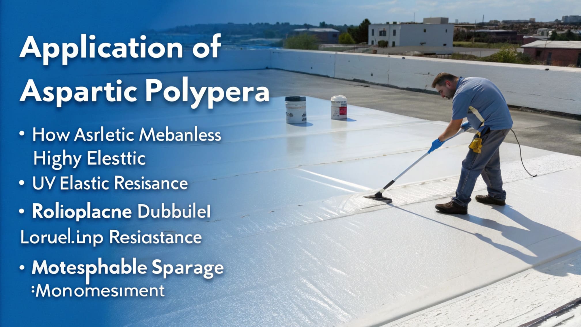 Diagram showing polyaspartic polyurea forming a seamless barrier over a roof