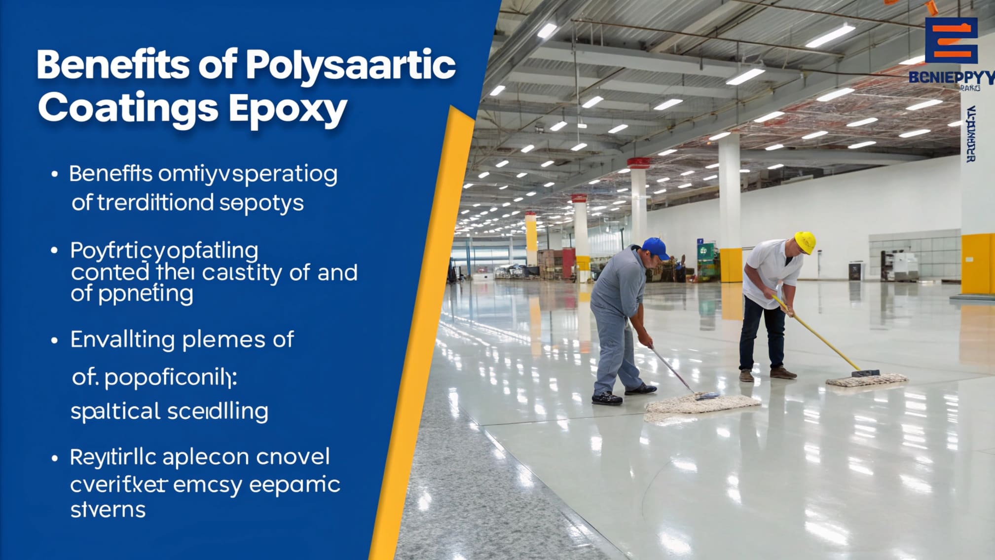 A newly coated, glossy polyaspartic commercial floor