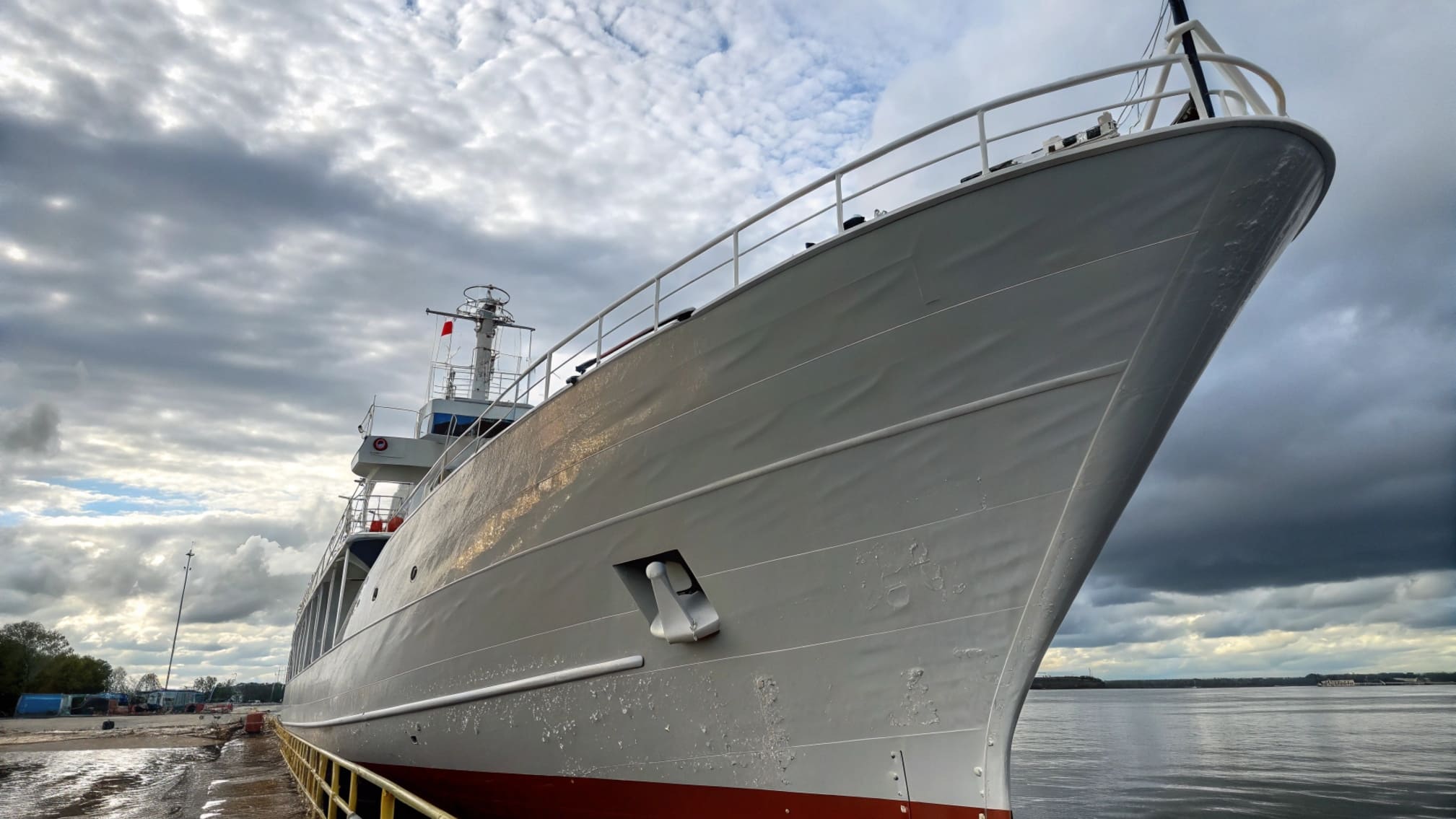 Polyurethane Topcoat for Marine Vessels Glossy polyurethane finish on a ship's superstructure