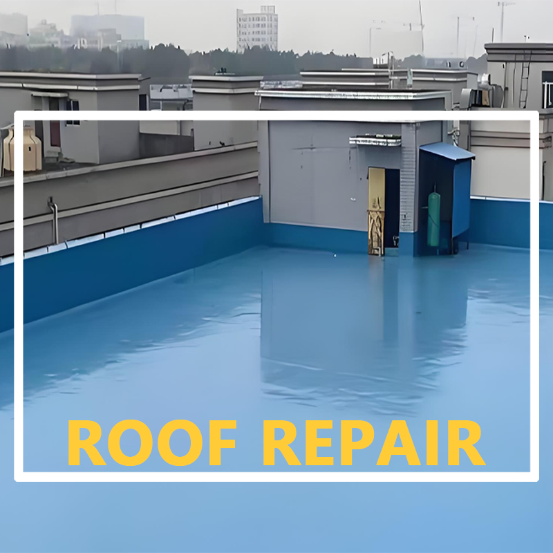 Technician applying polyaspartic polyurea coating to a problematic roof section